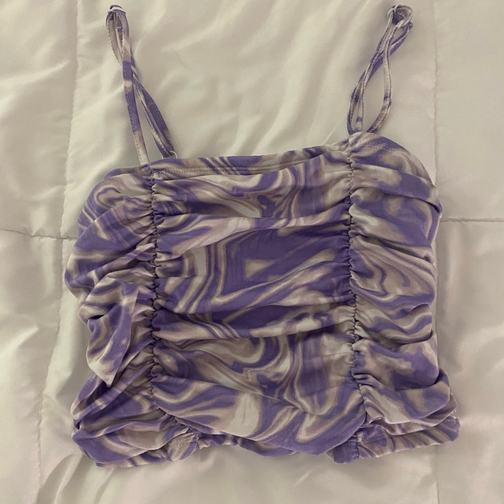 marble ruched tank top